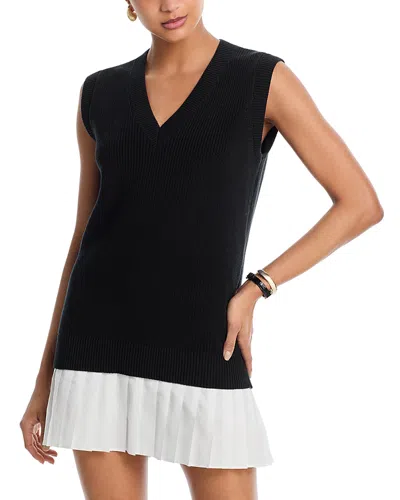 Cinq À Sept Pleated-panel Cotton-blend Vest Mini Day Dress In Multi