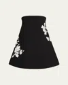Cinq À Sept Irla Strapless Trailing Floral Mini Dress In Black