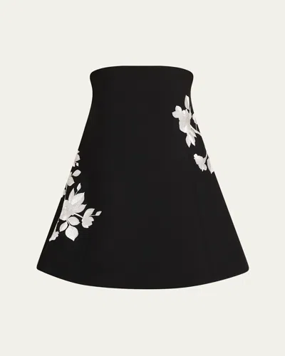 CINQ À SEPT IRLA STRAPLESS TRAILING FLORAL MINI DRESS
