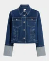 Cinq À Sept Isaline Denim Jacket In Ocean/ivory