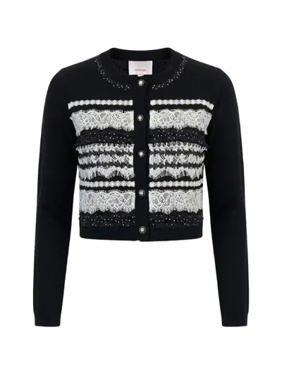 Cinq À Sept Isolde Lace-panelled Cardigan In Animal Print