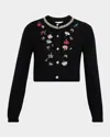 Cinq À Sept Isolde Tumbling-carnation Floral Cardigan In Black