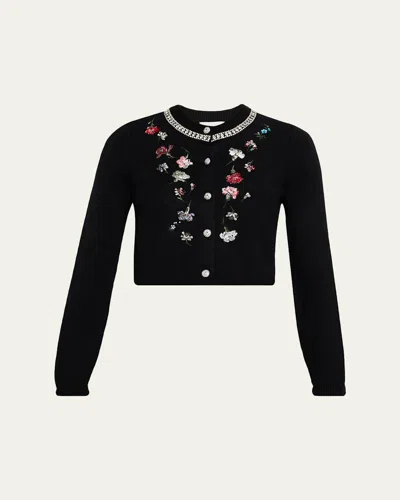 Cinq À Sept Isolde Tumbling Carnation Cardigan In Black