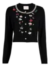 Cinq À Sept Isolde Tumbling-carnation Floral Cardigan In Black