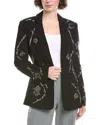 Cinq À Sept Heatset Pansy Garden Cheyenne Blazer In Black Multi In Black