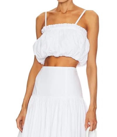 Cinq À Sept Ivee Crop Puffball Sleeveless Top In White