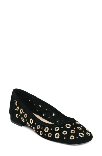Cinq À Sept Ivy Mixed Hardware Ballet Flat In Black
