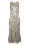 Cinq À Sept Izara Sequin Beaded Dress In Silver