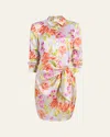 Cinq À Sept Midnight Tulips Mini Jacey Dress In Pale Lavender Multi In Pale Lavender M