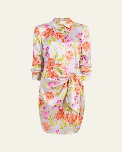 CINQ À SEPT JACEY FLORAL SELF-TIE SHIRTDRESS