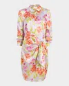 Cinq À Sept Midnight Tulips Mini Jacey Dress In Pale Lavender Multi In Pale Lavender M