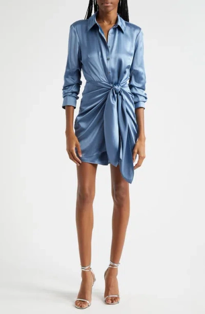 Cinq À Sept Jacey Silk Shirtdress In Vintage Blue