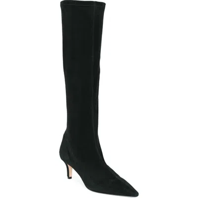 Cinq À Sept Jade Stretch Suede Knee High Boot In Black