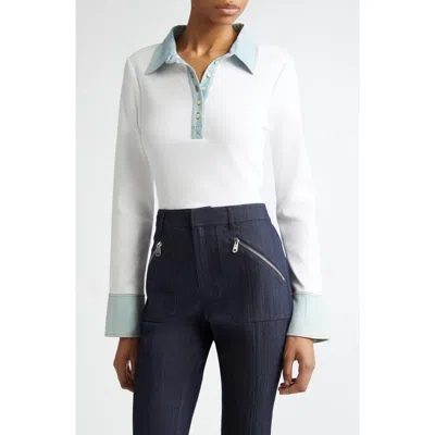 Cinq À Sept Jaden Denim Collar Shirt In White
