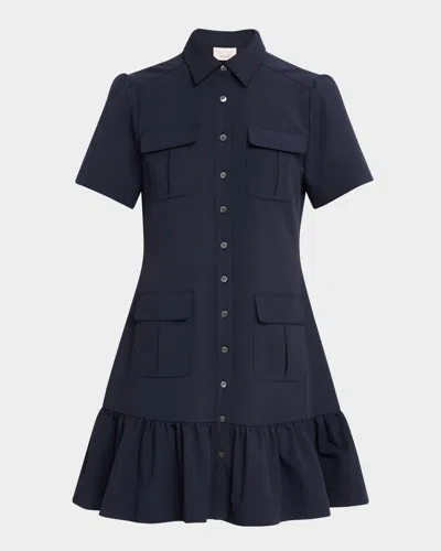 Cinq À Sept Jamie Short-sleeve Shirtdress In Blue