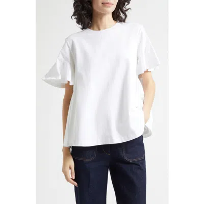 Cinq À Sept Jane Ruffle Sleeve T-shirt In White