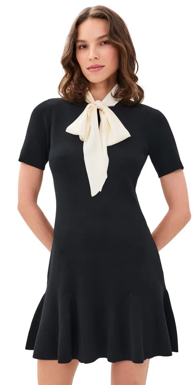 Cinq À Sept Janis Pussy-bow Mini Dress In Black