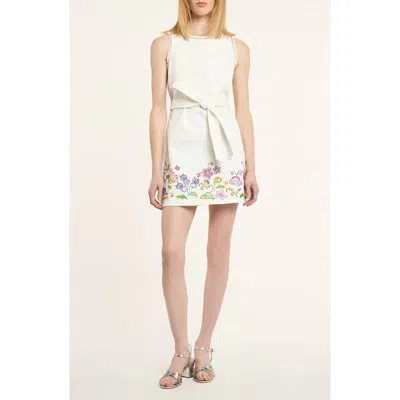 Cinq À Sept Embroidered Jardin Boheme Denim Mini Dress In Multi