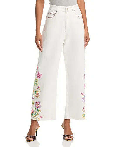 Cinq À Sept Cinq A Sept Jardin Boheme Hayden High Rise Wide Leg Jeans In Scour Multi In White