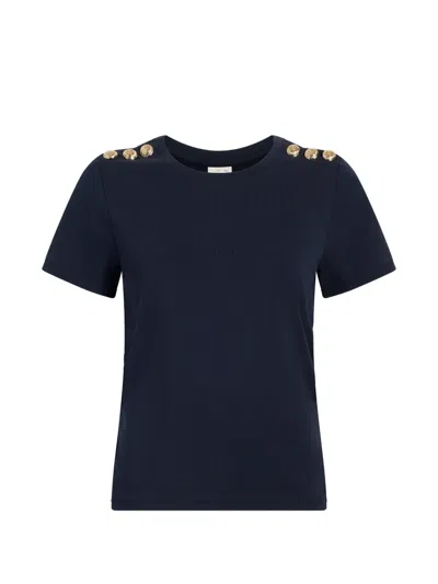 Cinq À Sept Jasper Button Detail Jasper T-shirt In Blue