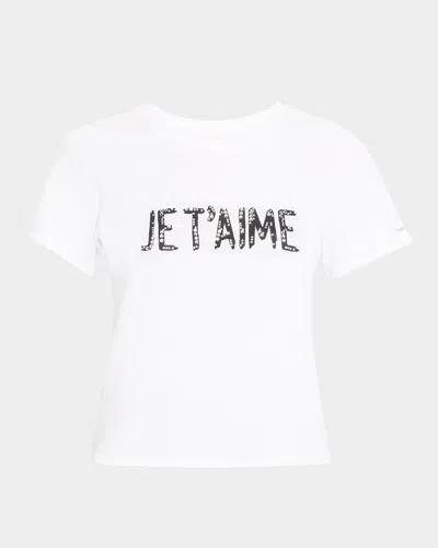 Cinq À Sept Je Taime Embellished Crewneck Tee In Whiteblack