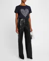 Cinq À Sept Je T'aime Heart Word Cloud Short-sleeve T-shirt In Navy/white