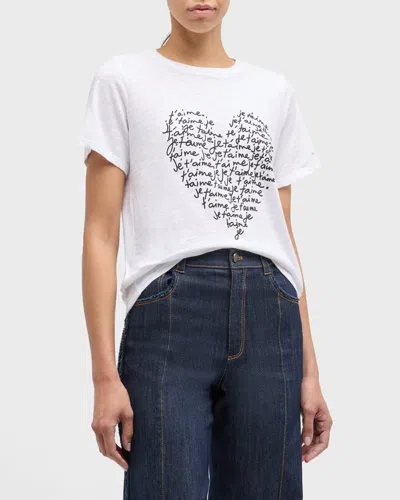Cinq À Sept Je T'aime Heart Word Cloud Short-sleeve T-shirt In White/ Black