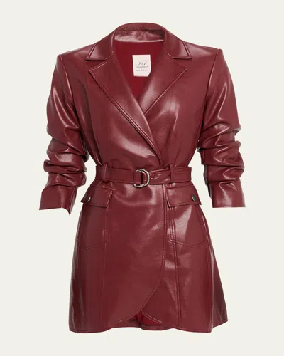 Cinq À Sept Jenessa Vegan Leather Mini Blazer Dress In Red