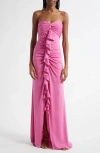 Cinq À Sept Jennette Ruffle Detail Strapless Gown In Calla Lily
