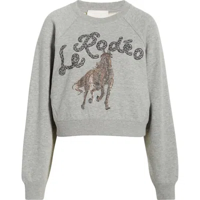 CINQ À SEPT CINQ À SEPT JENNIFER LE RODEO BEADED COTTON BLEND SWEATSHIRT