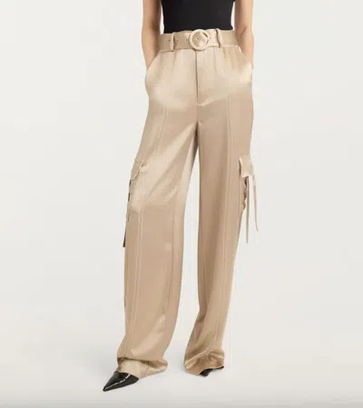Cinq À Sept Jenson Belted Pant In Khaki/ivory In Multi