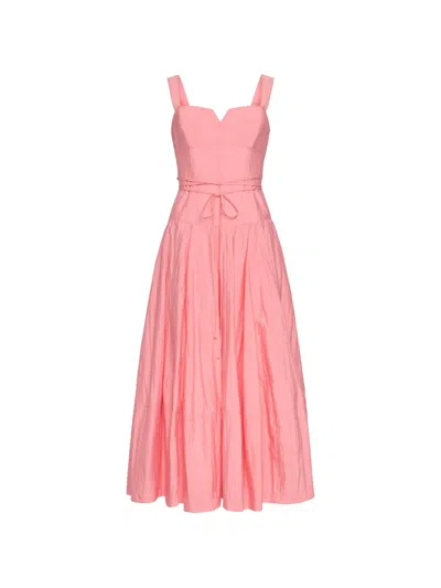 Cinq À Sept Jerome Sweetheart-neck Tie Midi Dress In Pink