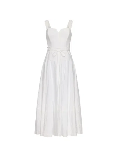 Cinq À Sept Jerome Sweetheart-neck Tie Midi Dress In White