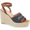 Cinq À Sept Cinq A Sept Women's Jesse Canvas Espadrille Wedge Sandals In Indigo/cognac