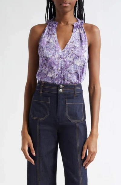 Cinq À Sept Jessie Hydrangea Sleeveless Top In Lilac Wine Multi