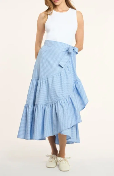Cinq À Sept Jessie Ruffle Tie Waist Sleeveless Maxi Dress In Blue