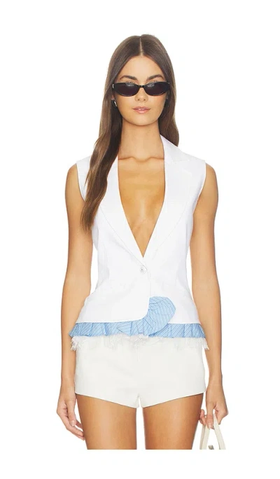 Cinq A Sept Jessie Stripe Le Petit Denim Roxie Vest In White & Multi