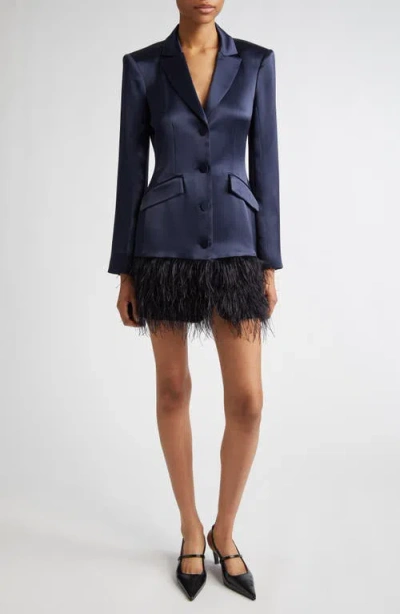 Cinq À Sept Long Sleeve Feather Joel Dress In Navy
