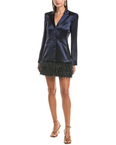Cinq À Sept Joel Satin Blazer Dress In Blue