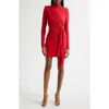 Cinq À Sept Joelene Long-sleeve Gathered Knot Mini Dress In Cardinal