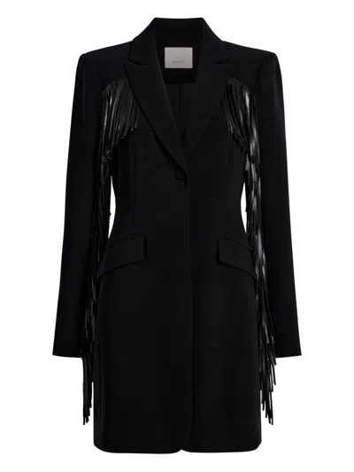Cinq À Sept Fringe Joelette Mini Dress In Black In Animal Print