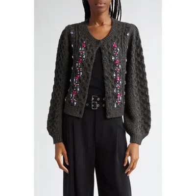 Cinq À Sept Joelle Embellished Cable Stitch Cardigan In Black