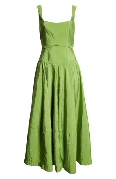 Cinq À Sept Joisian Sleeveless Corset Midi Dress In Salted Lime