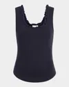 Cinq À Sept Joselle Ruffle-trim Tank Top In Navy
