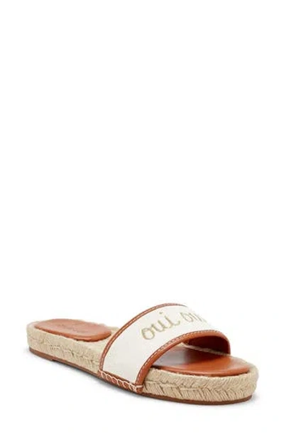 Cinq À Sept Josephine Embroidered Espadrille Slide Sandal In Brown