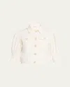 Cinq À Sept Julieta Flower Button Crop Jacket In White