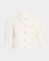 Cinq À Sept Julieta Flower Button Crop Jacket In White