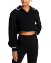 Cinq À Sept Juneve Rhinestone-embellished Button-front Crop Top In Black