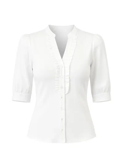 Cinq À Sept Junie Ruffled Shirt In White