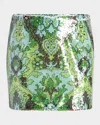 Cinq À Sept Juno Mini Skirt In Light Cyan Multi